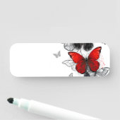 Flying Black en Red Morpho Vlinders Naamplaatje (In situ)