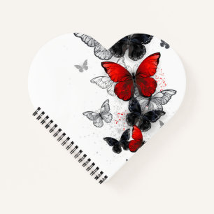 Flying Black en Red Morpho Vlinders Notitieboek