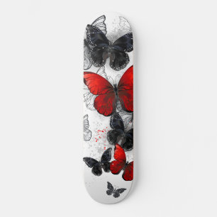 Flying Black en Red Morpho Vlinders Persoonlijk Skateboard