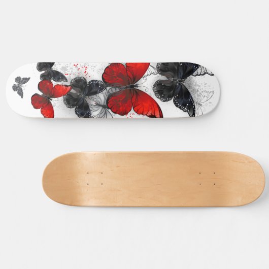 Flying Black en Red Morpho Vlinders Persoonlijk Skateboard (Horizontaal)