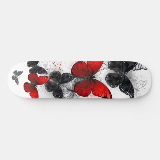 Flying Black en Red Morpho Vlinders Persoonlijk Skateboard (Horizontaal)