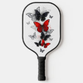 Flying Black en Red Morpho Vlinders Pickleball Paddle (Voorkant)