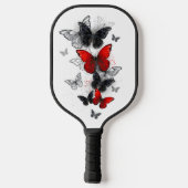 Flying Black en Red Morpho Vlinders Pickleball Paddle (Achterkant)