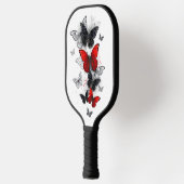 Flying Black en Red Morpho Vlinders Pickleball Paddle (Links)