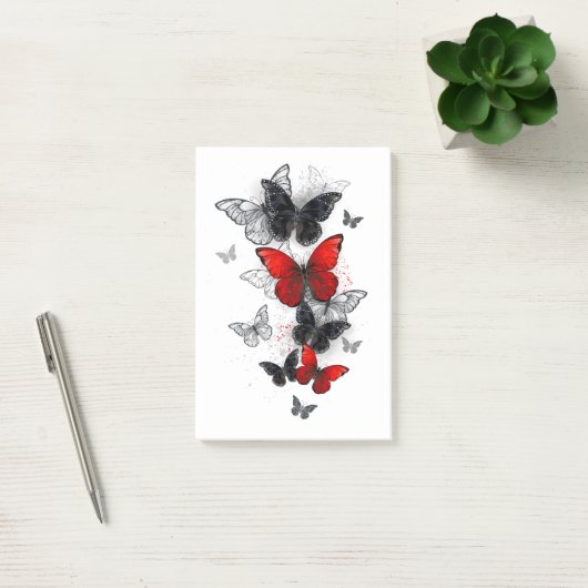 Flying Black en Red Morpho Vlinders Post-it® Notes (Kantoor)