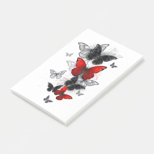 Flying Black en Red Morpho Vlinders Post-it® Notes (Schuin)