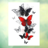 Flying Black en Red Morpho Vlinders Raamsticker (Vel 3)