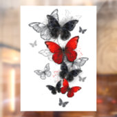 Flying Black en Red Morpho Vlinders Raamsticker (Vel 2)