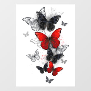 Flying Black en Red Morpho Vlinders Raamsticker