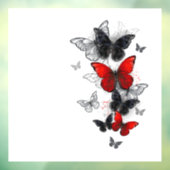 Flying Black en Red Morpho Vlinders Raamsticker (Vel 3)