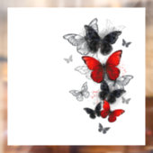 Flying Black en Red Morpho Vlinders Raamsticker (Vel 2)