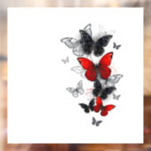 Flying Black en Red Morpho Vlinders Raamsticker (Vel 2)