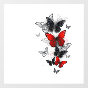 Flying Black en Red Morpho Vlinders Raamsticker