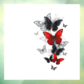 Flying Black en Red Morpho Vlinders Raamsticker (Vel 3)