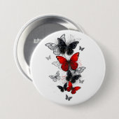 Flying Black en Red Morpho Vlinders Ronde Button 7,6 Cm (Voorkant /achterkant)
