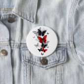 Flying Black en Red Morpho Vlinders Ronde Button 7,6 Cm (In situ)