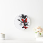 Flying Black en Red Morpho Vlinders Ronde Klok (Huis)