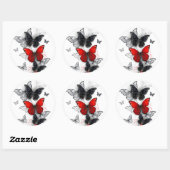 Flying Black en Red Morpho Vlinders Ronde Sticker (Vel)