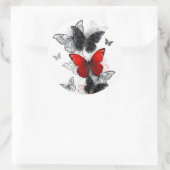 Flying Black en Red Morpho Vlinders Ronde Sticker (Tas)