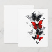 Flying Black en Red Morpho Vlinders RSVP Kaartje (Voorkant / Achterkant)