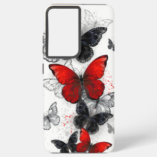 Flying Black en Red Morpho Vlinders Samsung Galaxy Hoesje