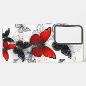 Flying Black en Red Morpho Vlinders Samsung Galaxy Hoesje (Linkerkant)