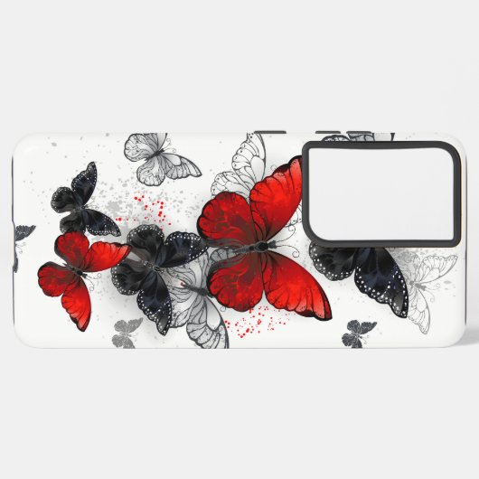 Flying Black en Red Morpho Vlinders Samsung Galaxy Hoesje (Achterkant horizontaal)