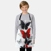 Flying Black en Red Morpho Vlinders Schort (Gedragen)