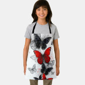 Flying Black en Red Morpho Vlinders Schort (Insitu)