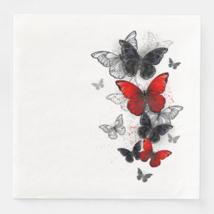 Flying Black en Red Morpho Vlinders Servet