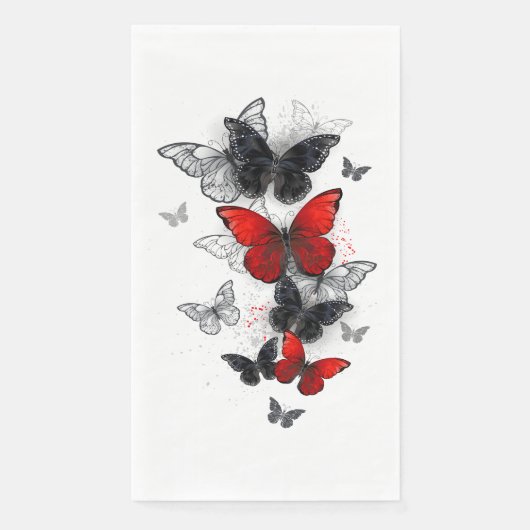 Flying Black en Red Morpho Vlinders Servet (Voorkant)