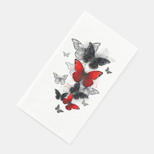 Flying Black en Red Morpho Vlinders Servet (Hoek)