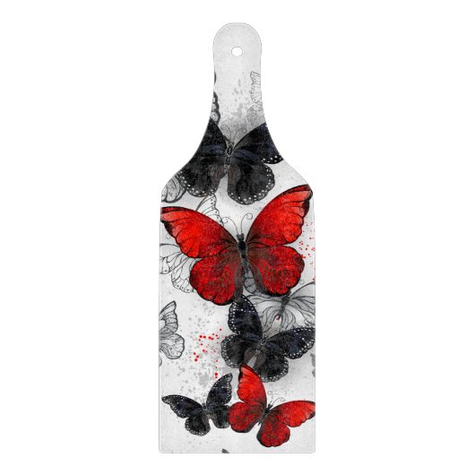 Flying Black en Red Morpho Vlinders Snijplank (Voorkant)