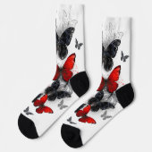 Flying Black en Red Morpho Vlinders Sokken (Links)