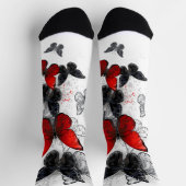 Flying Black en Red Morpho Vlinders Sokken (Top)
