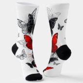 Flying Black en Red Morpho Vlinders Sokken (Gebogen)