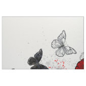 Flying Black en Red Morpho Vlinders Stof (Fat Quarter)