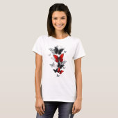 Flying Black en Red Morpho Vlinders T-shirt (Voorkant volledig)