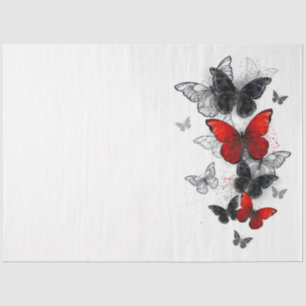 Flying Black en Red Morpho Vlinders Tissuepapier