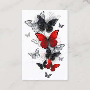 Flying Black en Red Morpho Vlinders Visitekaartje