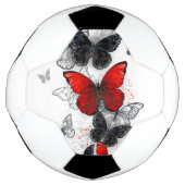 Flying Black en Red Morpho Vlinders Voetbal (Voorkant)