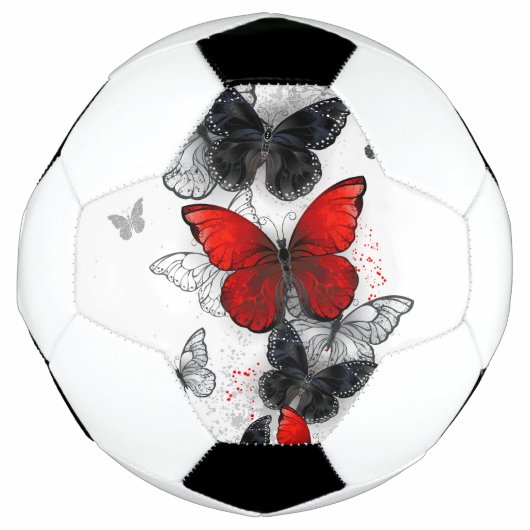 Flying Black en Red Morpho Vlinders Voetbal (Voorkant)