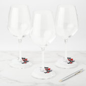 Flying Black en Red Morpho Vlinders Wijnglaslabel (Set)