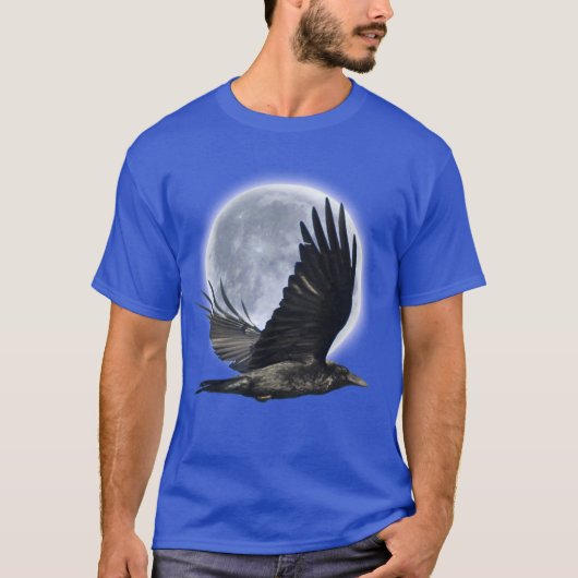 Flying Black Raven and Full Moon T-Shirt (Voorkant)