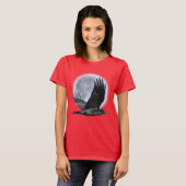 Flying Black Raven and Full Moon T-Shirt (Voorkant volledig)