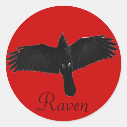 Flying Black Raven Corvid Crow-lover Photo Design Ronde Sticker (Voorkant)