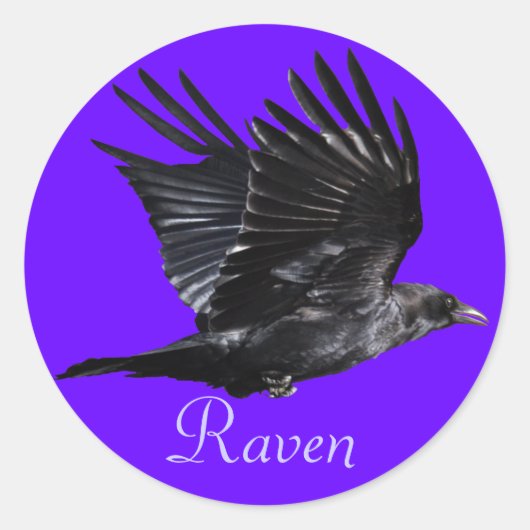 Flying Black Raven Corvid Crow-lover Photo Design Ronde Sticker (Voorkant)