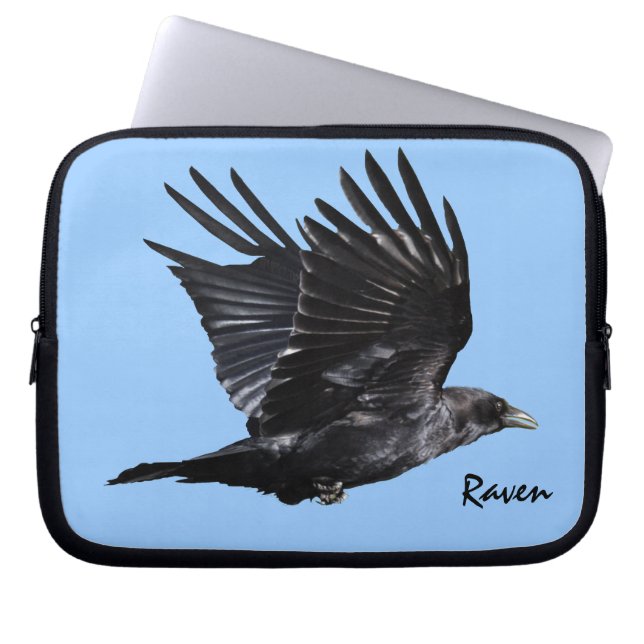 Flying Black Raven Crow-lover Foto Design 4 Laptop Sleeve (Voorkant)