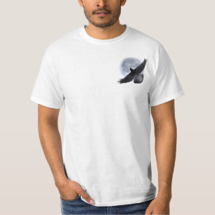 Flying Black Raven Embracing the Moon Art T-shirt