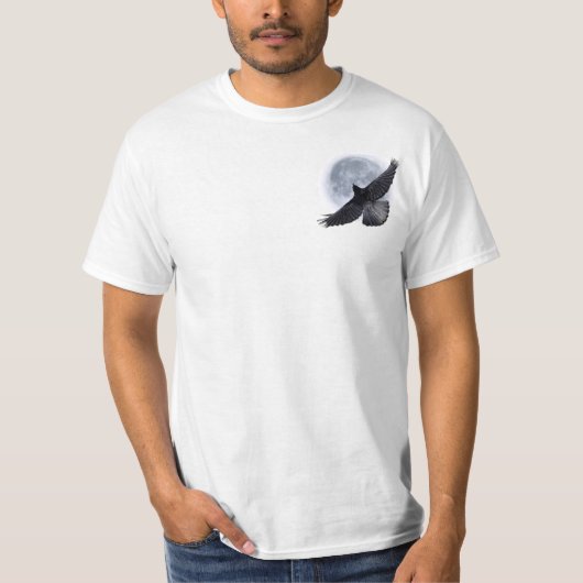 Flying Black Raven Embracing the Moon Art T-shirt (Voorkant)